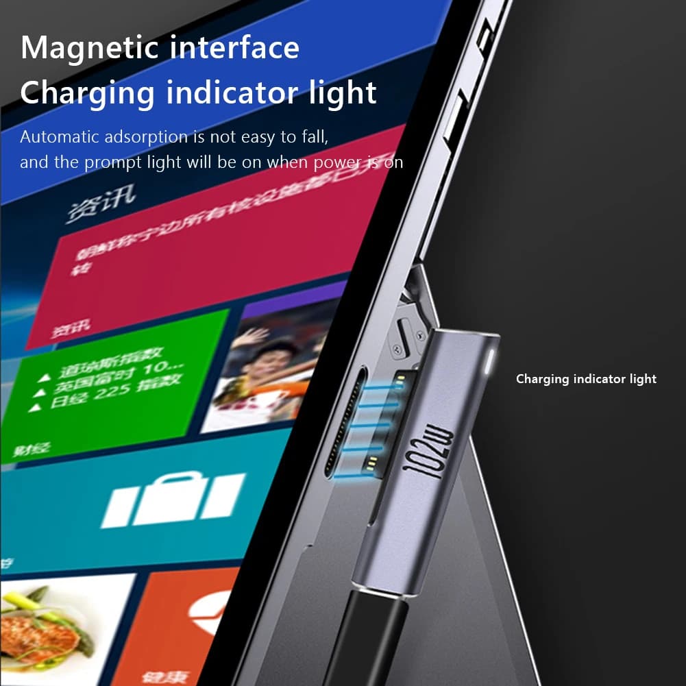 Convertitore da Microsoft Surface a USB Type C, Connettore per Ricarica Rapida per Laptop