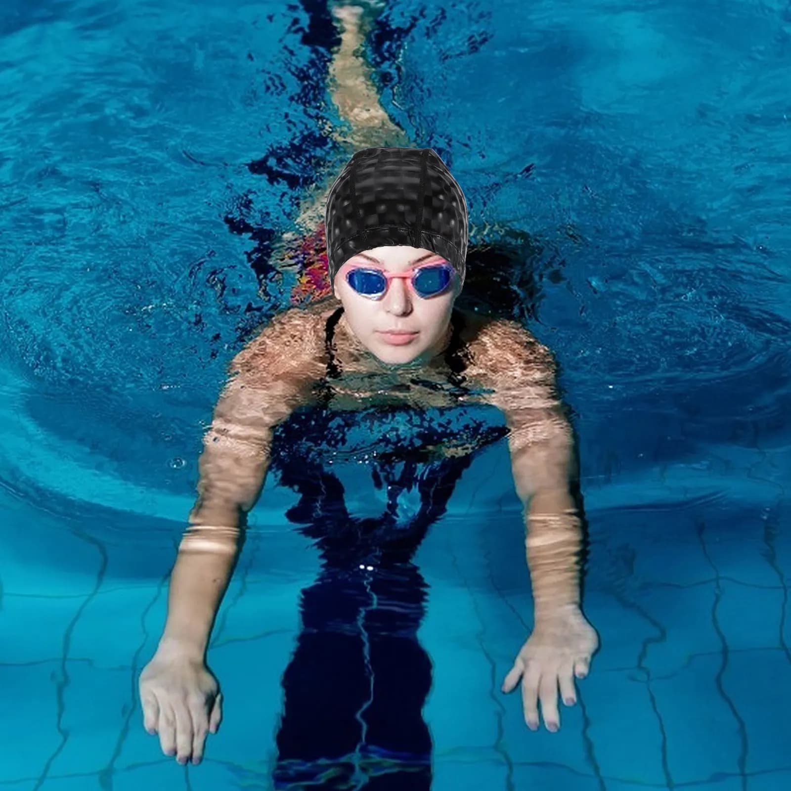 Cuffia da Nuoto Impermeabile in PU per Adulti, Leggera e Flessibile, per Uomini e Donne con Capelli Lunghi