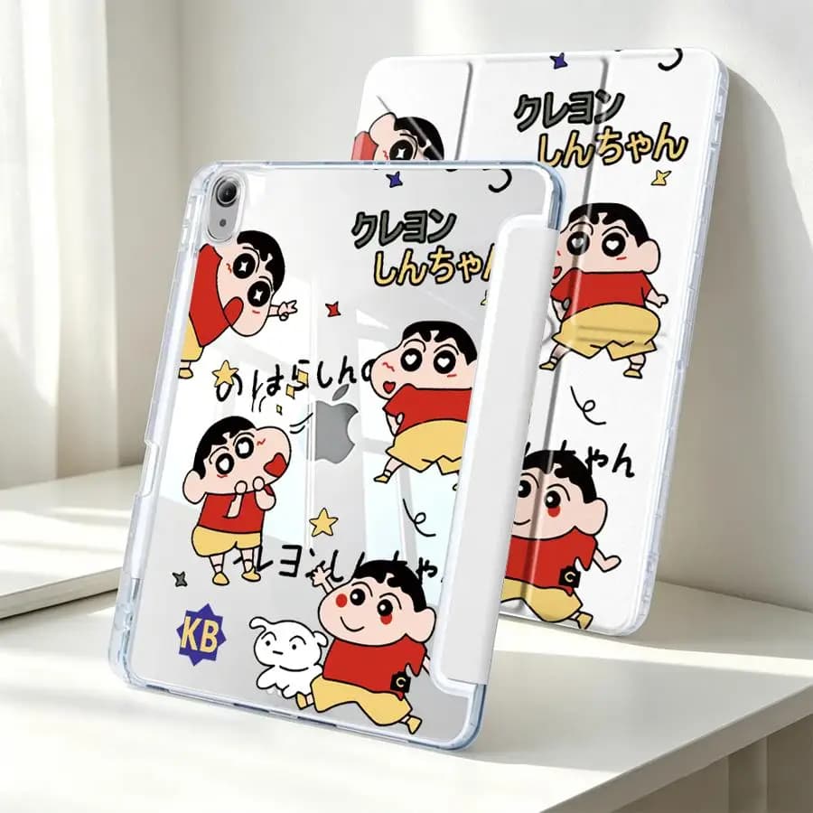With Pen Slot Cover Tablet Case For Samsung Galaxy Tab A8 S10 Lite A9 Plus S9 Plus A11 S7 FE S8 C-Crayon S-Shinchan Funny