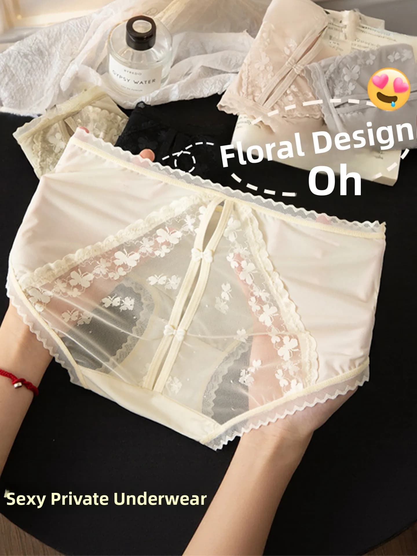 Pure Desire Sexy Lace Satin Briefs - Slip da donna in pizzo e raso a vita media, senza cuciture, sottili, estivi, di lusso, taglie forti, effetto push-up