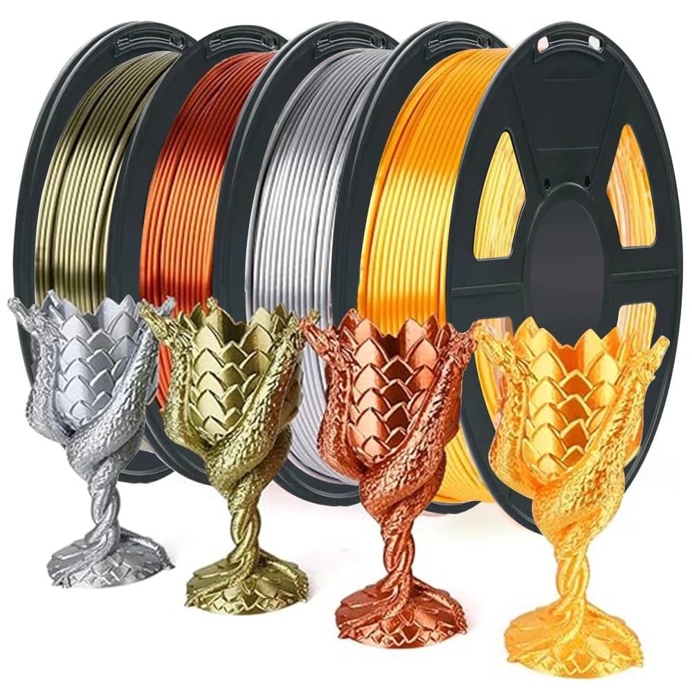 3D Printer Filament PLA Silk Filament 1.75 mm PLA 1 kg 500 g 250 g 3D Printing Material Polished Gold Black Silver Multiple Packing