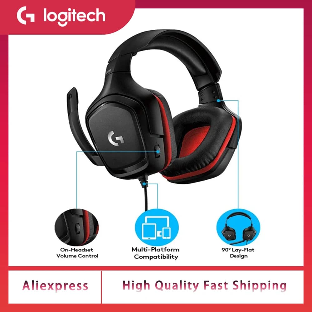 Logitech G331 Wired Gaming Headphones surround sound Foldable microphone with noise cancellation Computer heads 100% original