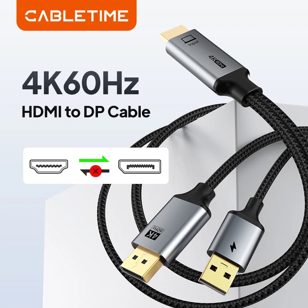 Cavo HDMI a DP CABLETIME 4K60Hz Unidirezionale con Alimentazione USB per Console di Gioco a Monitor Type-C Compatibile con Nintendo Switch PS4/5