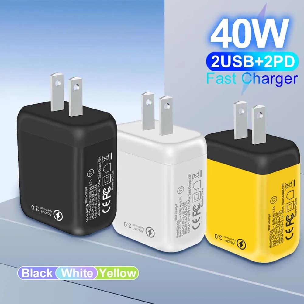 Caricatore 4 in 1 2USB 2PD Spina americana Caricatore rapido a ricarica rapida per adattatore di ricarica per telefono cellulare Samsung Xiaomi