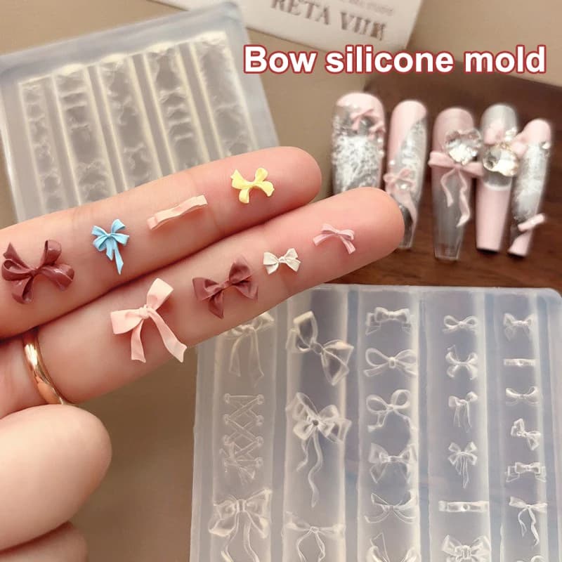diPace di 3D ribbon bow-shaped mold Stencil for stamping UV gel nail polish mold silicone carving mold DIY decoration for nail charm