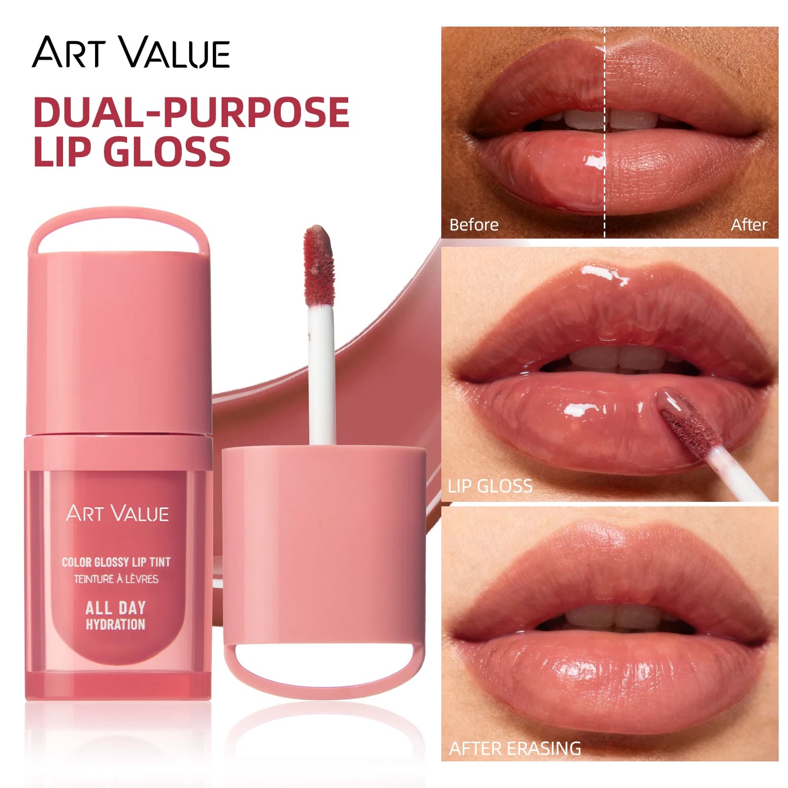 ART VALUE Moisturizing Lipgloss Volumizing Lip Glaze Makeup Nourishing Mirror Pearl Lip Stain Tint Hydrating Lip Gloss Serum