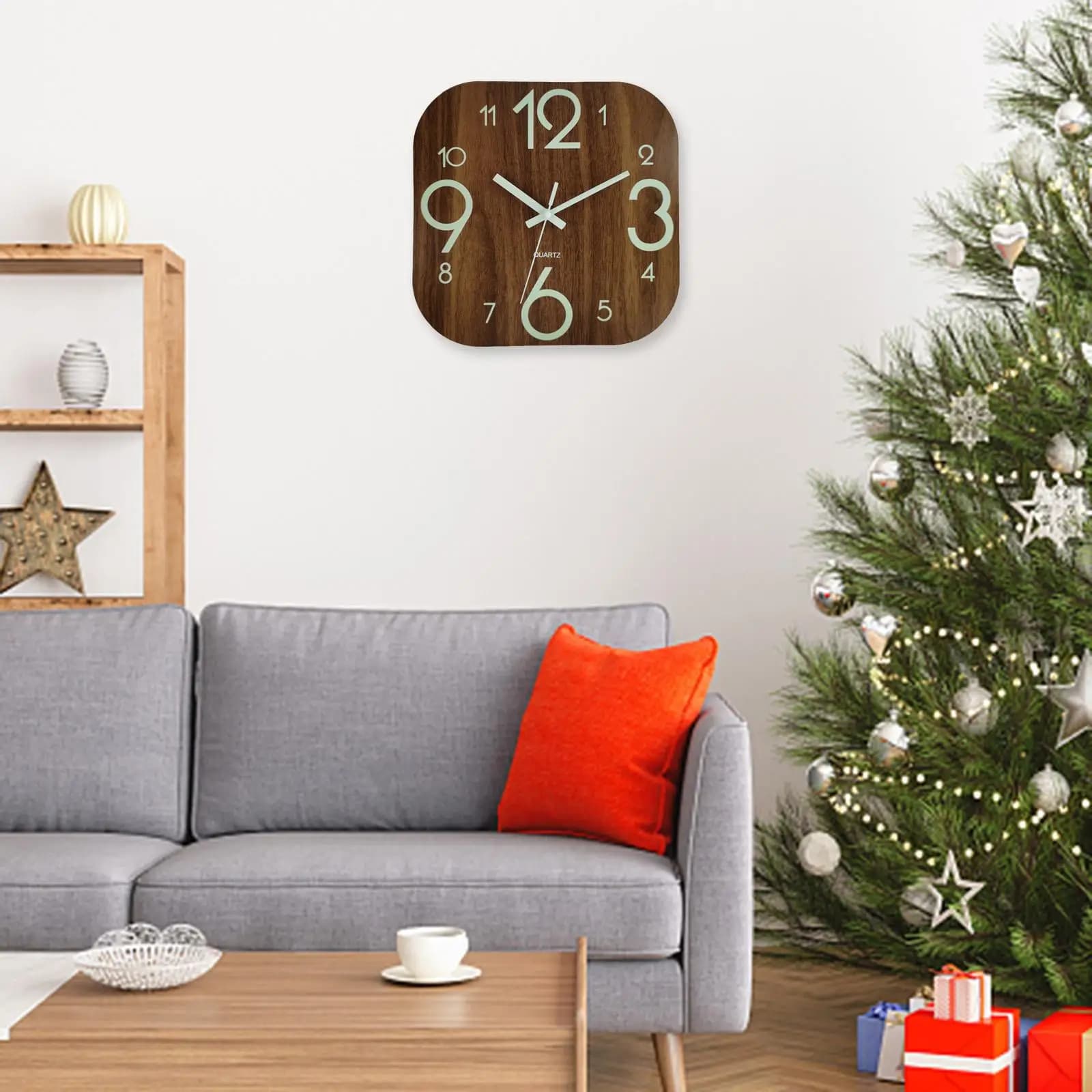 Orologio da Parete Moderno 30cm in Legno Silenzioso, Funzionamento a Batteria, Luminoso al Buio