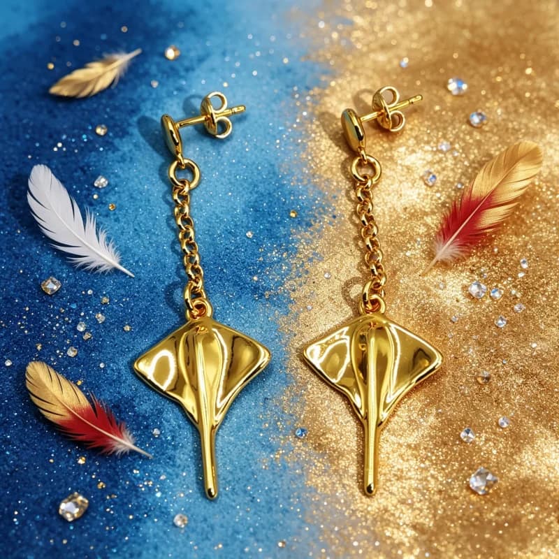 Manta Ray Pendant Earrings, Manta Ray Marine Life Earrings, Unique Ocean-Inspired Jewelry for Women