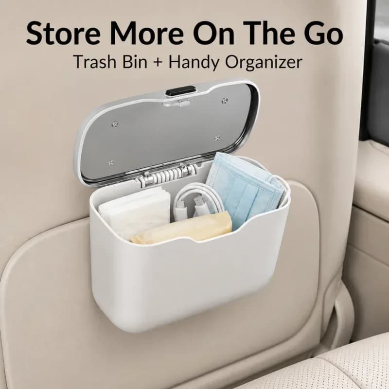 Car Supplies Portable Hanging Mini Waterproof with Cover Trash Wastebasket Trash Car Interior Clipon Storage Box Wet and Dry Use