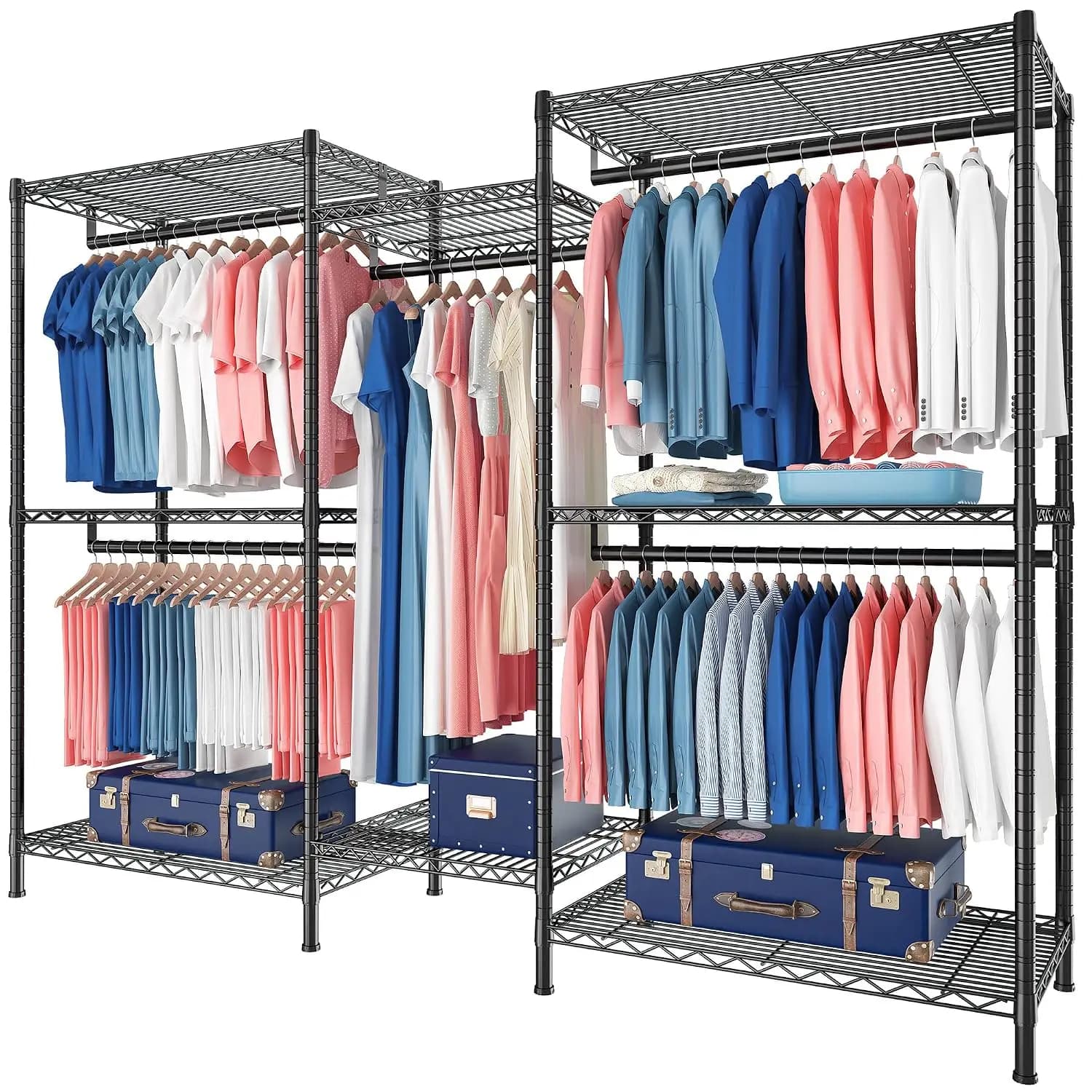 Clothes Rack,Clothing Racks for Hanging Clothes 900LBS Capacity Heavy Duty Portable Closet with 5 Hanger Rods & 8, Customized