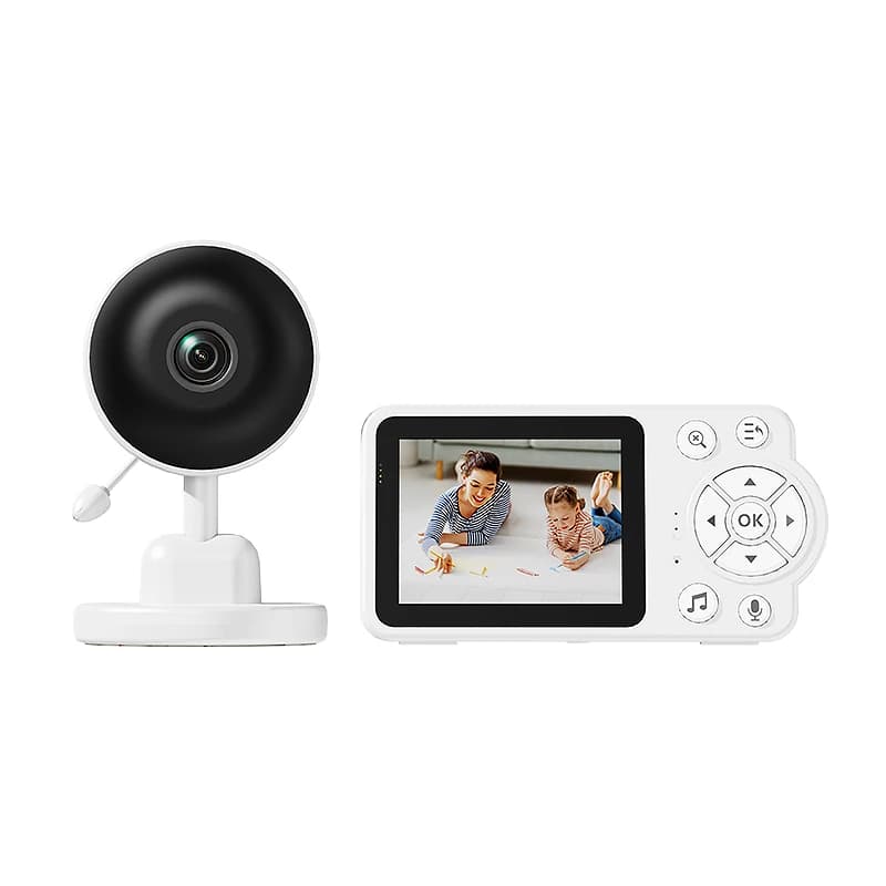 Danmini C3 Monitor per Bambini con Telecamera 2.8", Wireless 2.4G, Visione Notturna, Telecamera di Sicurezza, Monitor WIFI 2600mA, Bianco