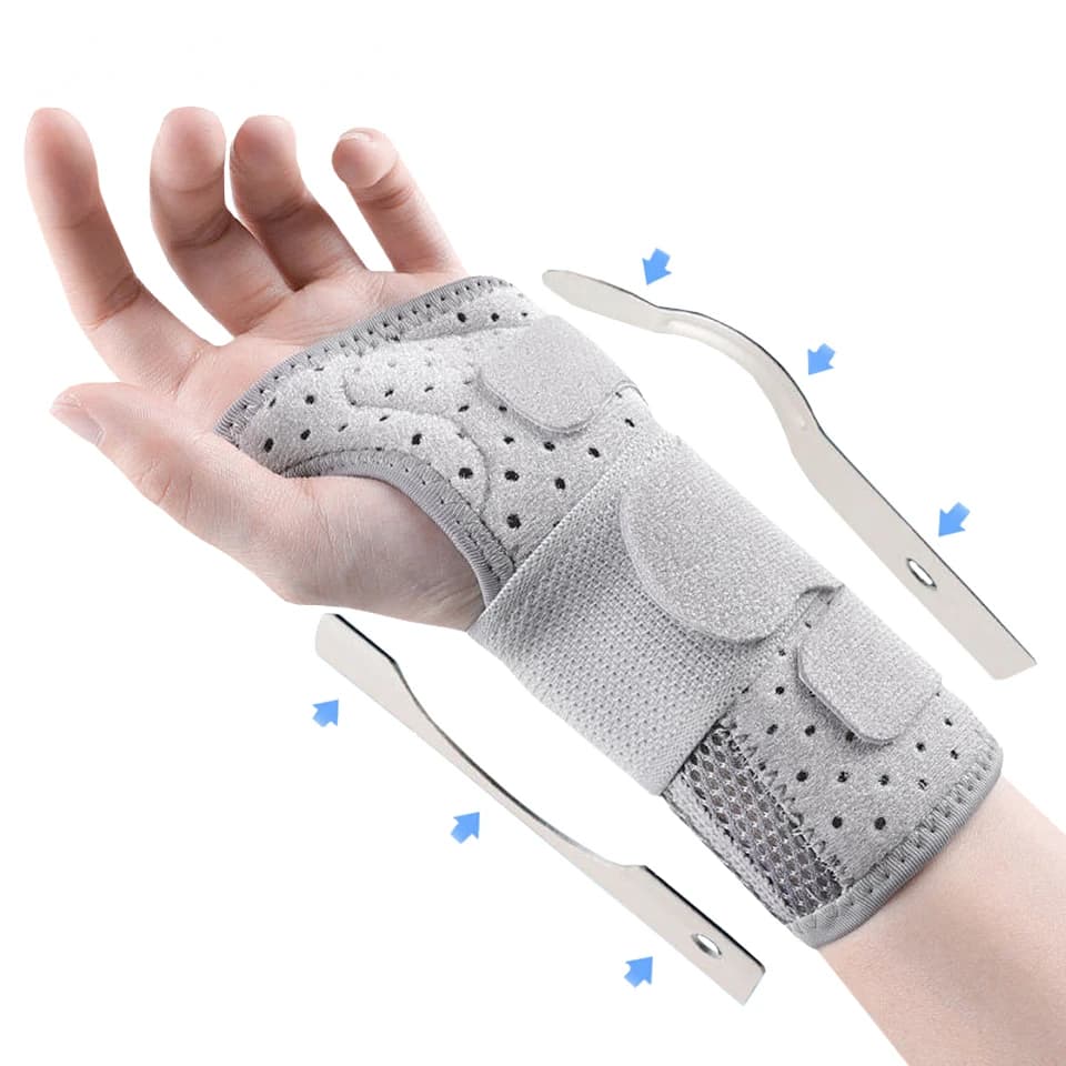 Supporto per il polso traspirante fascia protettiva per tutore per polso con stecca professionale artrite Tunnel carpale braccialetto per tendinite con distorsione a mano