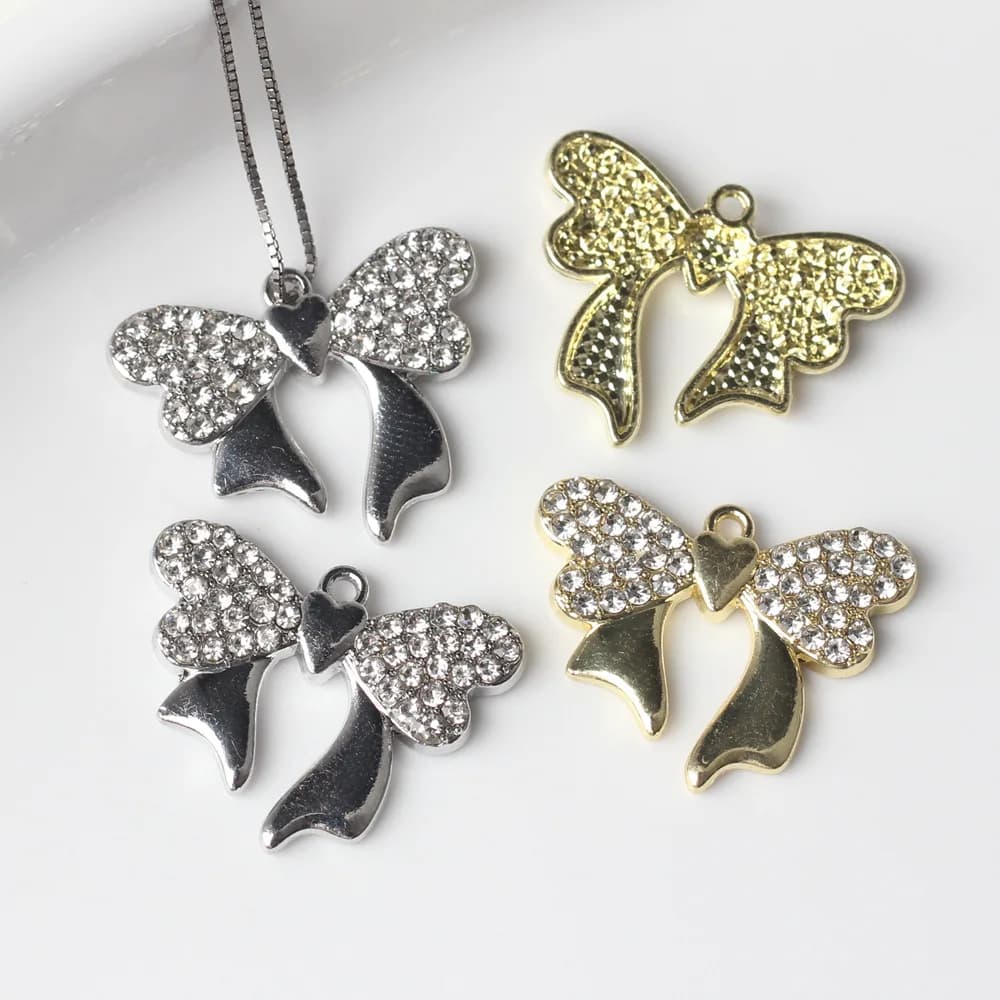 10 pcs/lot 18*23 MILLIMETRIES In Zinco Alloy Strass Inlay Butterfly Pendants And Pendants of Pendant for Jewels Marking Bracelet Necklace