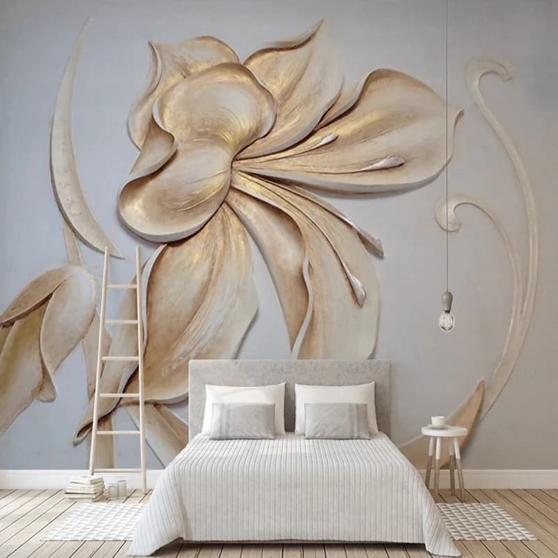 Custom Wall Mural European Style 3D Relief Flower Photo Wallpaper Living Room Background Wall Decorative Painting Backdrop