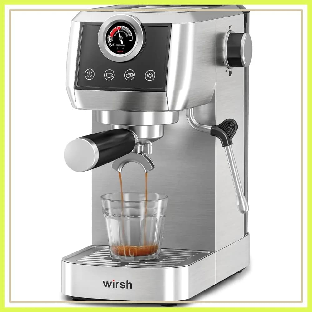 Macchina per Espresso Semi-Automatica 20 Bar con Manometro, Lancia Vapore in Acciaio Inox per Latte e Cappuccino, Schermo Touch