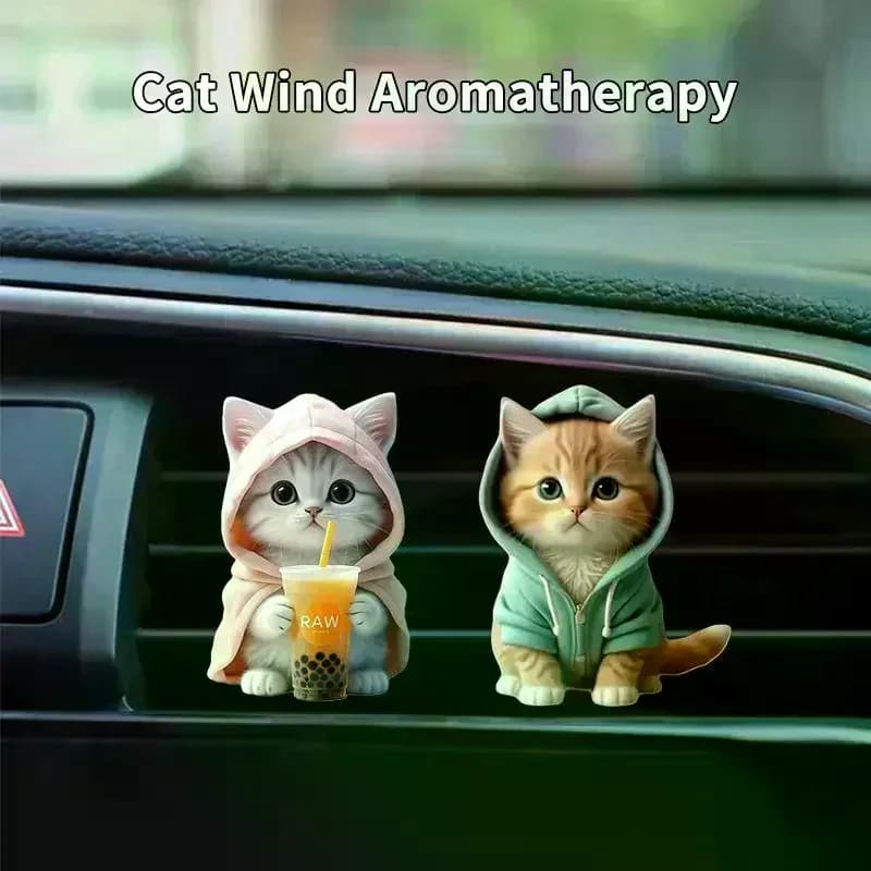 Clip Profumato per Bocchette Auto a Forma di Gatto, Diffusore di Aromi per Auto, Decorazione per Interni, Pad Aromaterapia a Forma di Gatto