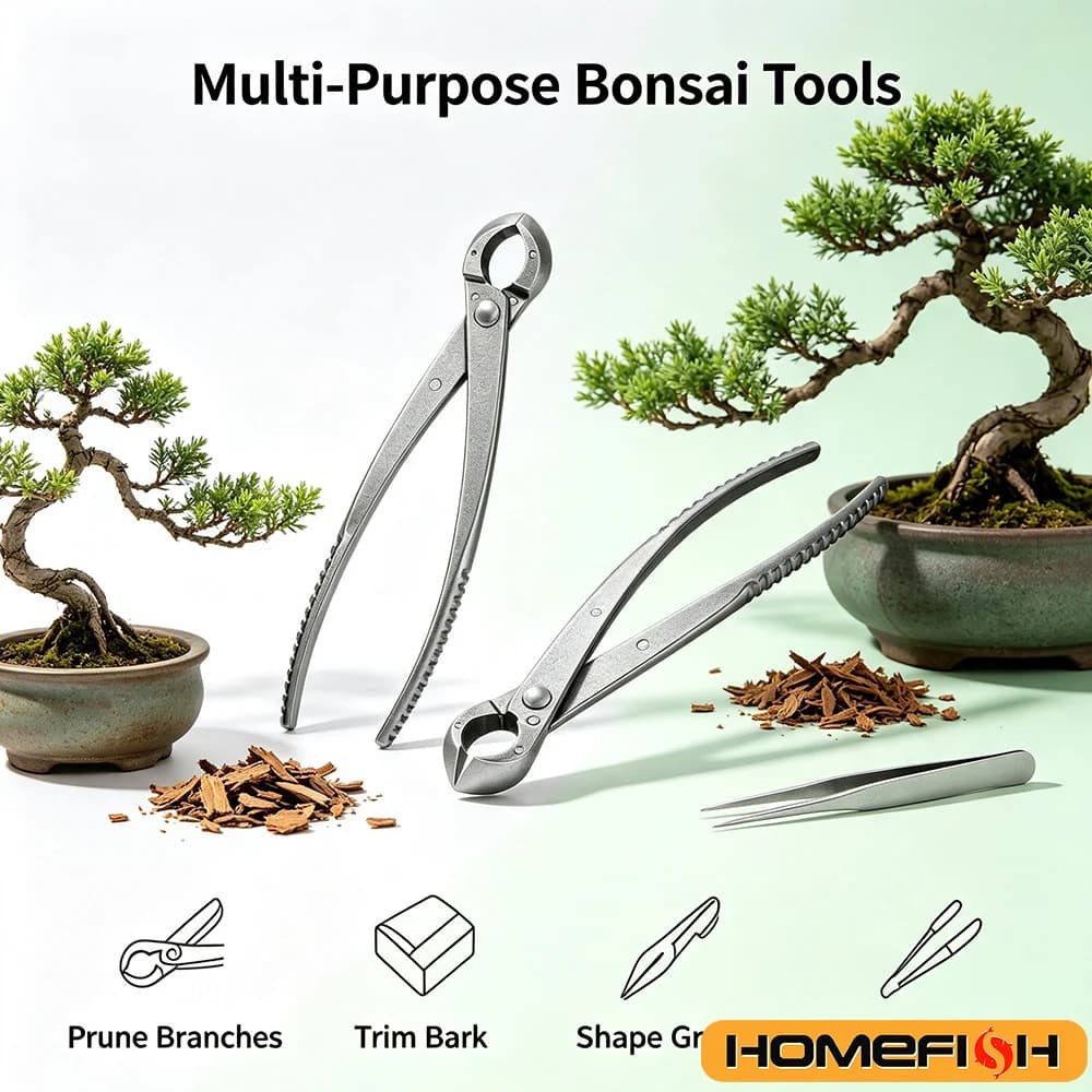 Three models of bonsai shears are available, including stainless steel thick branch shears, sharp horticultural shears, bonsai t