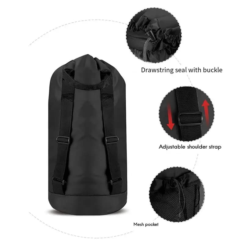 HRBAJ-2X Laundry Bag With Shoulder Straps And Mesh Pocket Laundry Backpack Large Portable Laundry Hamper