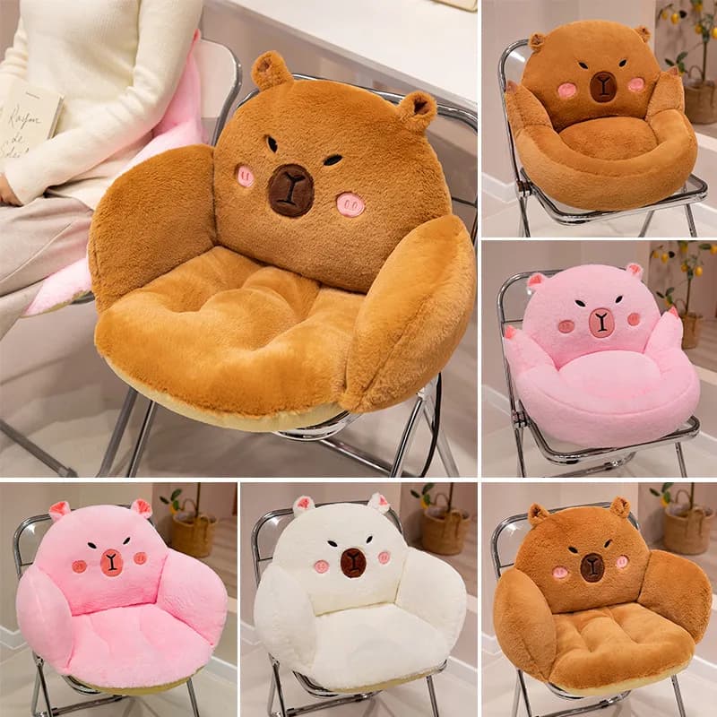 Bellissimo capibara peluche cuscino cartone animato carino morbido peluche ripiene accogliente capibara supporto lombare sedia cuscino del sedile divano casa deco