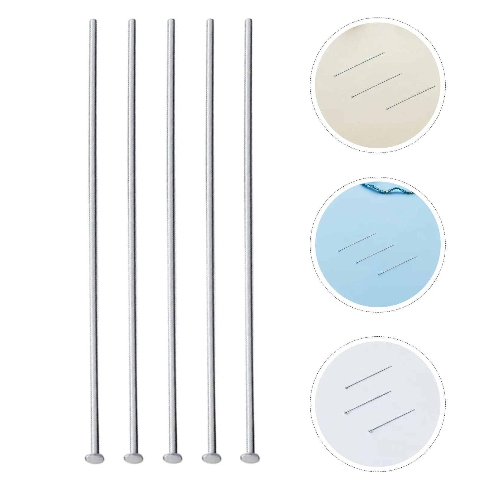 300Pcs Stainless Steel Flat Head Pins 0.7x50mm Polished Round End Headpins for Jewelry Making Beading DIY Craft Earrings