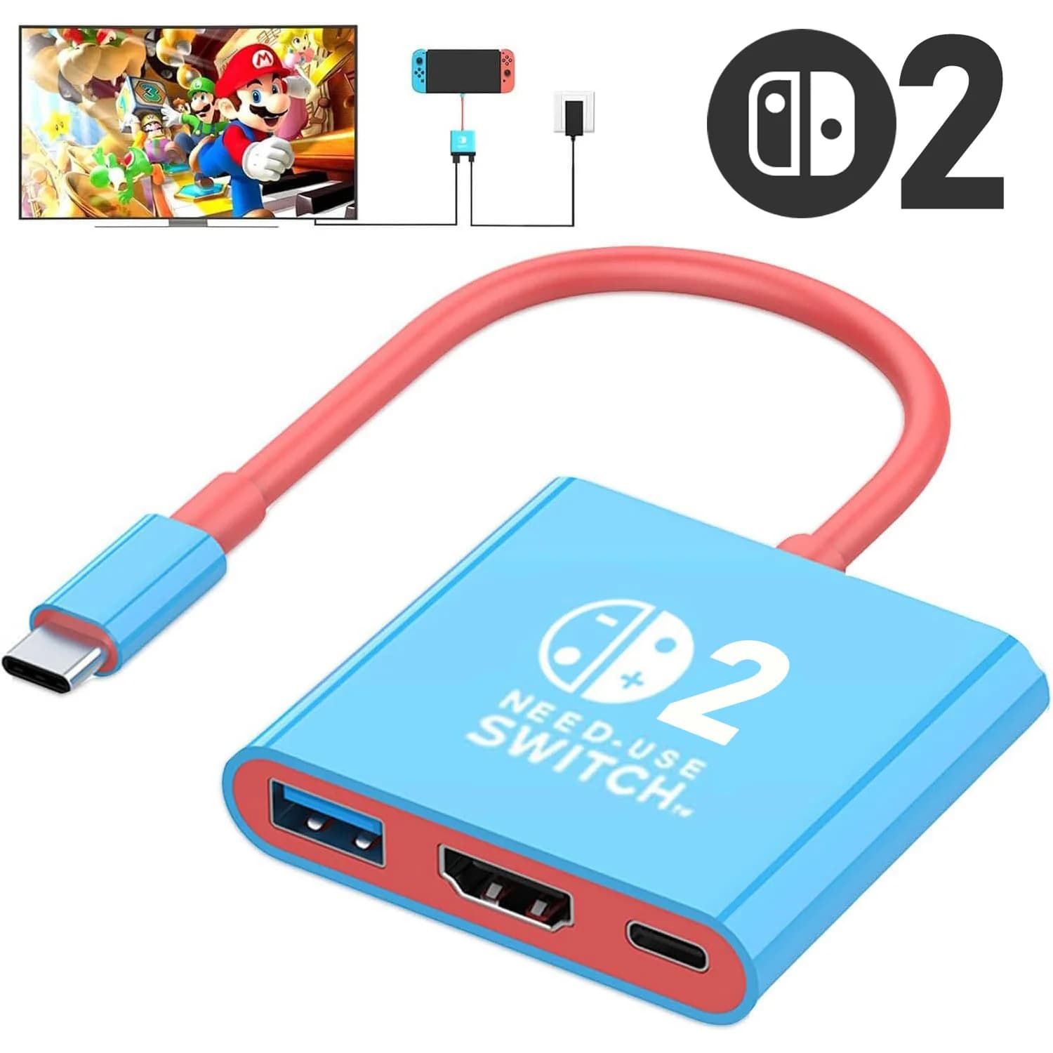 For Switch2 Type C Docking Station HDMI + USB3.0 + PD 3 in1 Hdmi 4k 60hz TV Docking Station For Switch 2 Game Accessories