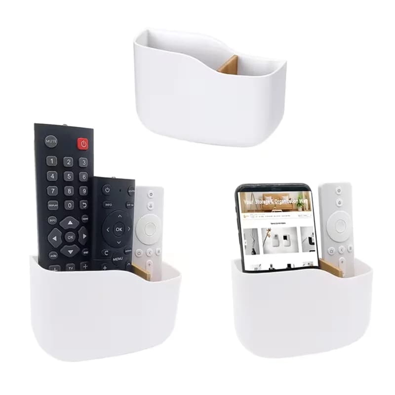 Wall/Bedside Remote Control Holder Multi-function Remote Control Storage Box for TV Air Conditioner Phone Plug Hanging Holder