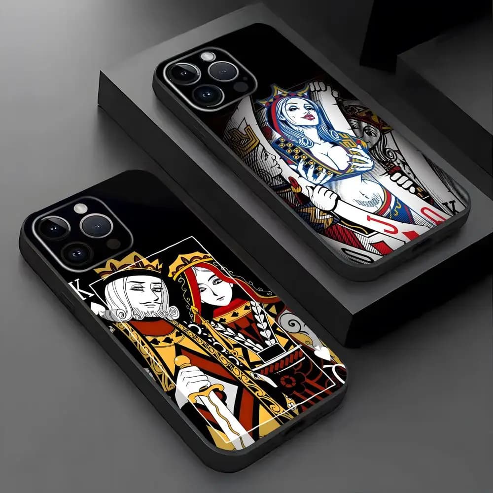 poker Phone Case For iPhone 16 16e 15 14 13 12 11 Plus Mini Pro Max Soft black Shockproof Cover