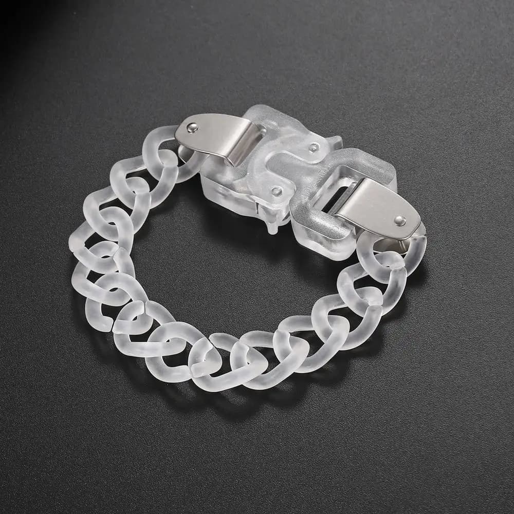 Nuova collana con pendente a catena in acrilico trasparente opaco per donna uomo Bracciale girocollo con fibbia a maglie rock Gioielli per feste HipHop