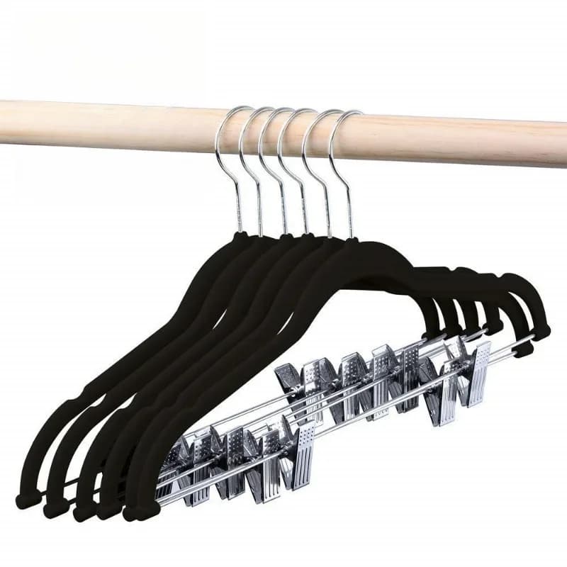 Appendiabiti floccato con clip, antipiega, antiscivolo, in plastica, multifunzionale per sciarpe e vestiti, per l'organizzazione dell'armadio
