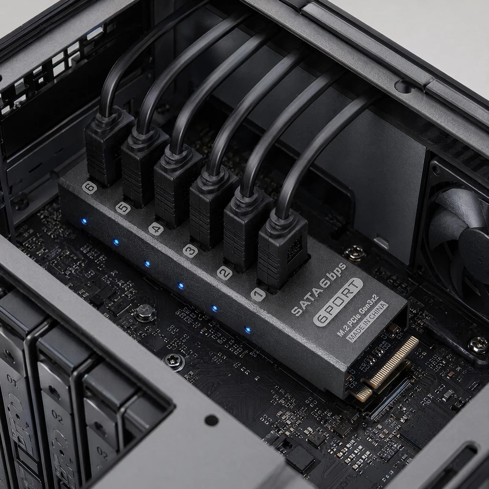 6 Port SATA III 6Gbps PCIe 3.0 Expansion Card ASM1166 NAS HDD SSD Support PM Aluminum Alloy Storage Host Controller