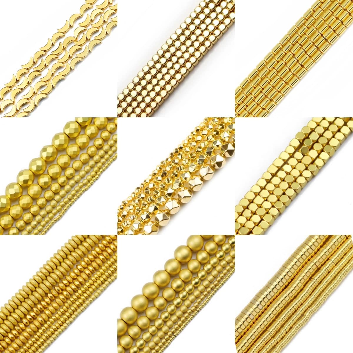 Pietra di ematite placcata oro 18 carati naturale cuore irregolare stella rotonda distanziatore perline allentate per gioielli che fanno collane di bracciali fai da te