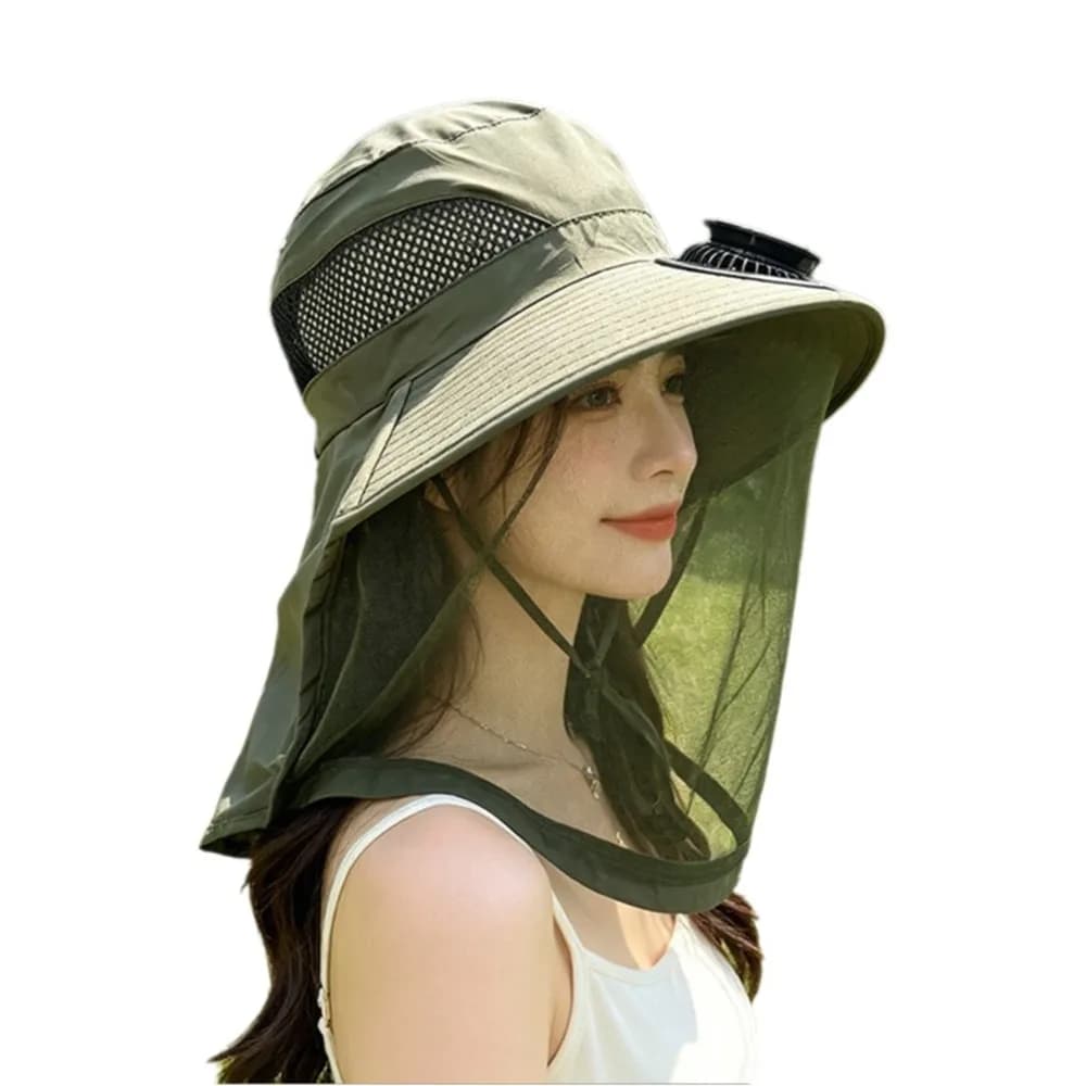 With Net Mesh Mosquito Head Net Hat Foldable Breathable Wide Brim Sun Cap Cooling UV Protection Fishing Bucket Hat Fishing