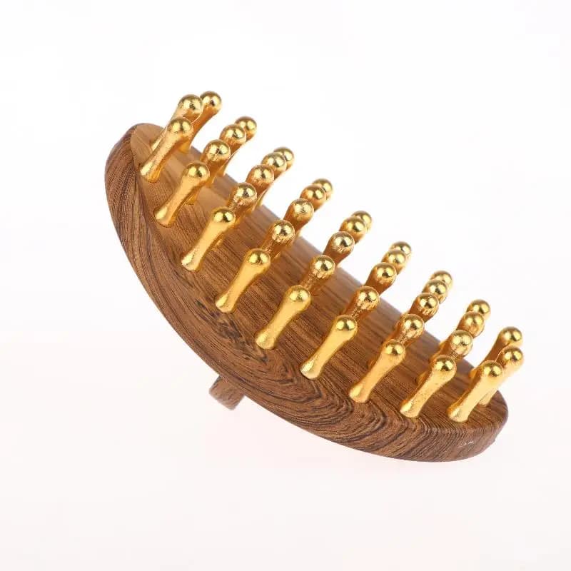 Offerta Speciale: Spazzola Meridiana in Ottone Massiccio a 39 Denti con Manico in Legno, Strumento Multiuso per Massaggi e Bellezza