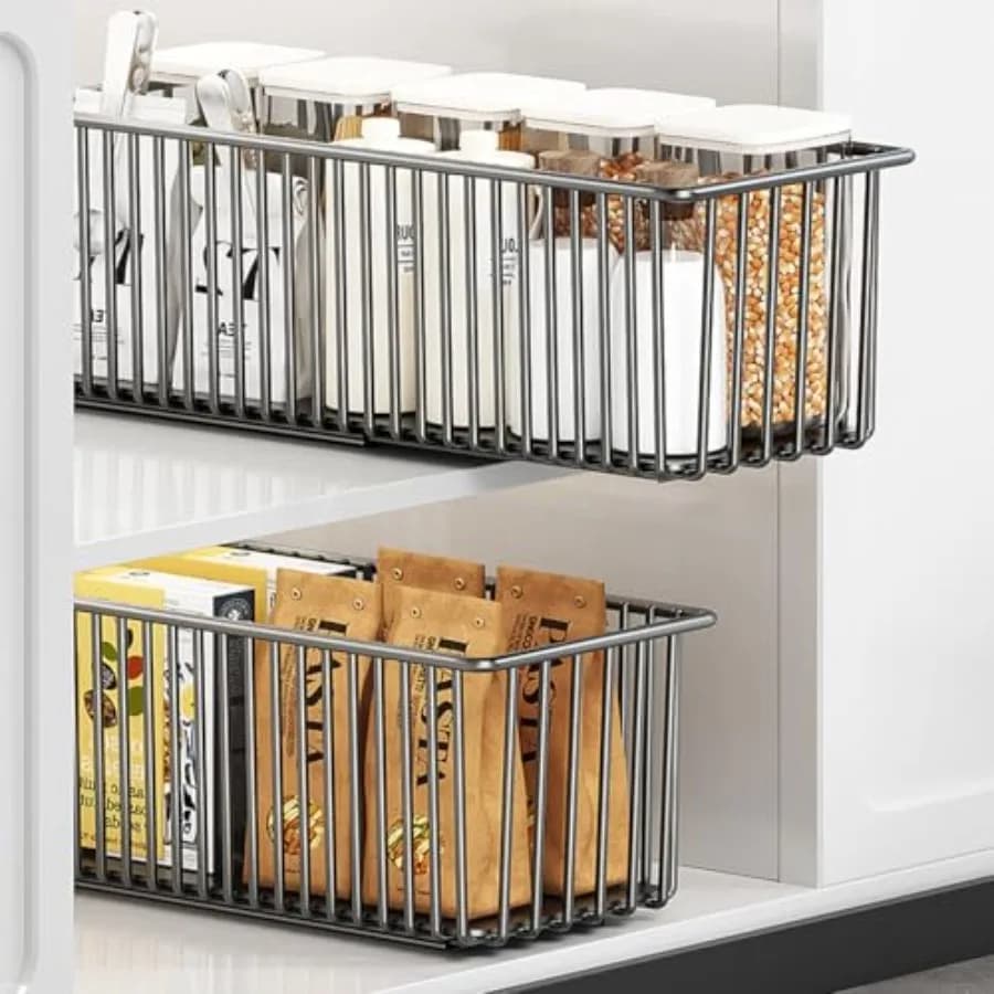 Organizzatore Sottolavello AmoiChic, Set da 2, Organizzatore Estraibile per Armadietto, Ripiano Scorrevole per Lavello, Scaffali per Cucina
