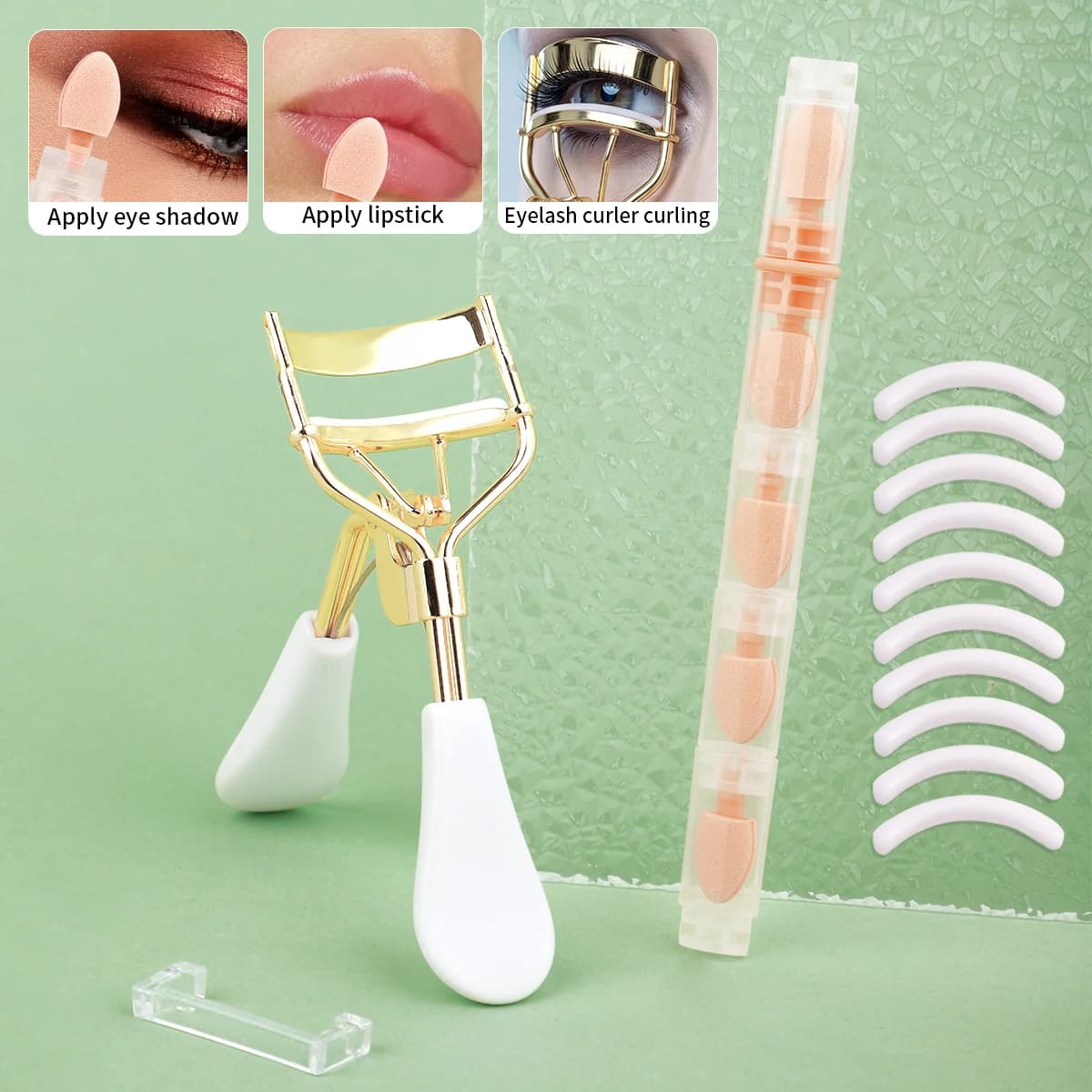 Set di 12 strumenti per il trucco e la bellezza, pinzette per ciglia con cuscinetti di ricambio + stick ombretto BBK, idea regalo perfetta anche per la bellezza.