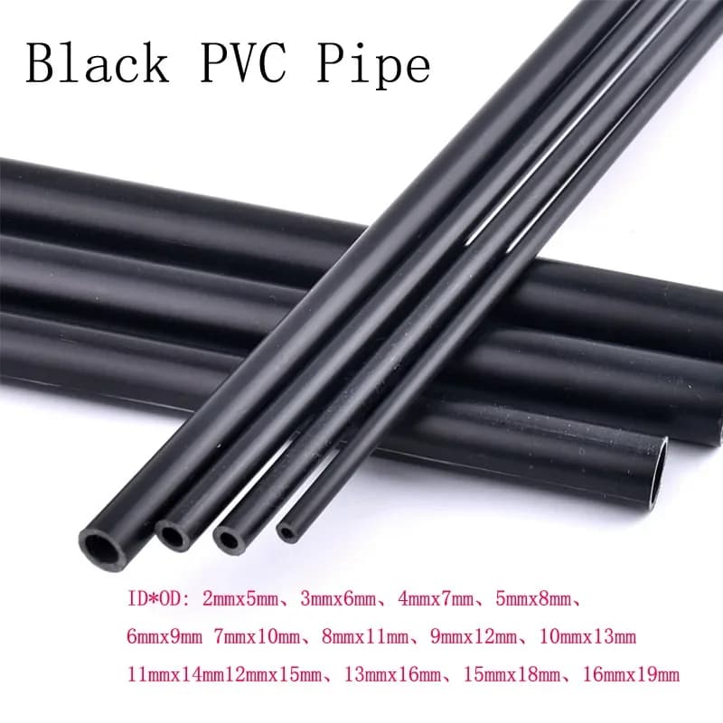 Black PVC Pipe Small Plastic Pipe ID 2mm-16mm Garden Irrigation Hard Tube Aquarium Fish Tank Water Pipe Hoses Length 500mm