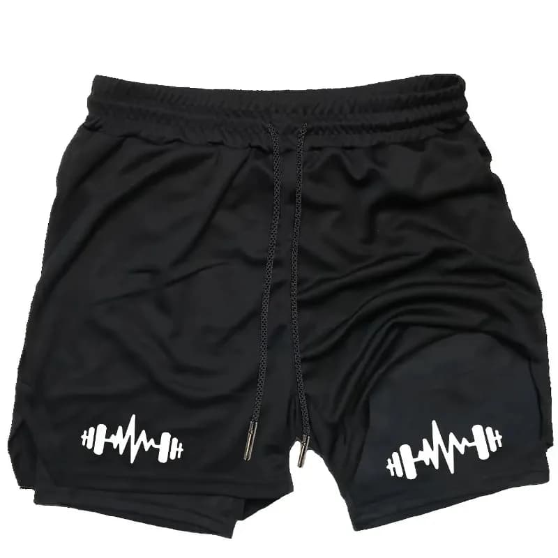 Jogging Bottom for Men Running Shorts 2-in-1 Double-deck Sport Shorts Sportswear Gym Fitness Pants Training Cycling Towel Loop