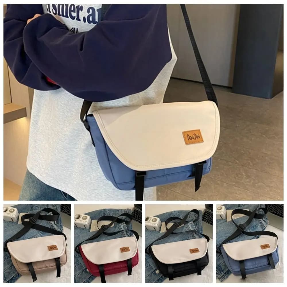 Large Capacity Nylon Messenger Bag Korean Style Multi Pocket Crossbody Bag Flip Cover Sling Women Shoulder Bag Back To School
