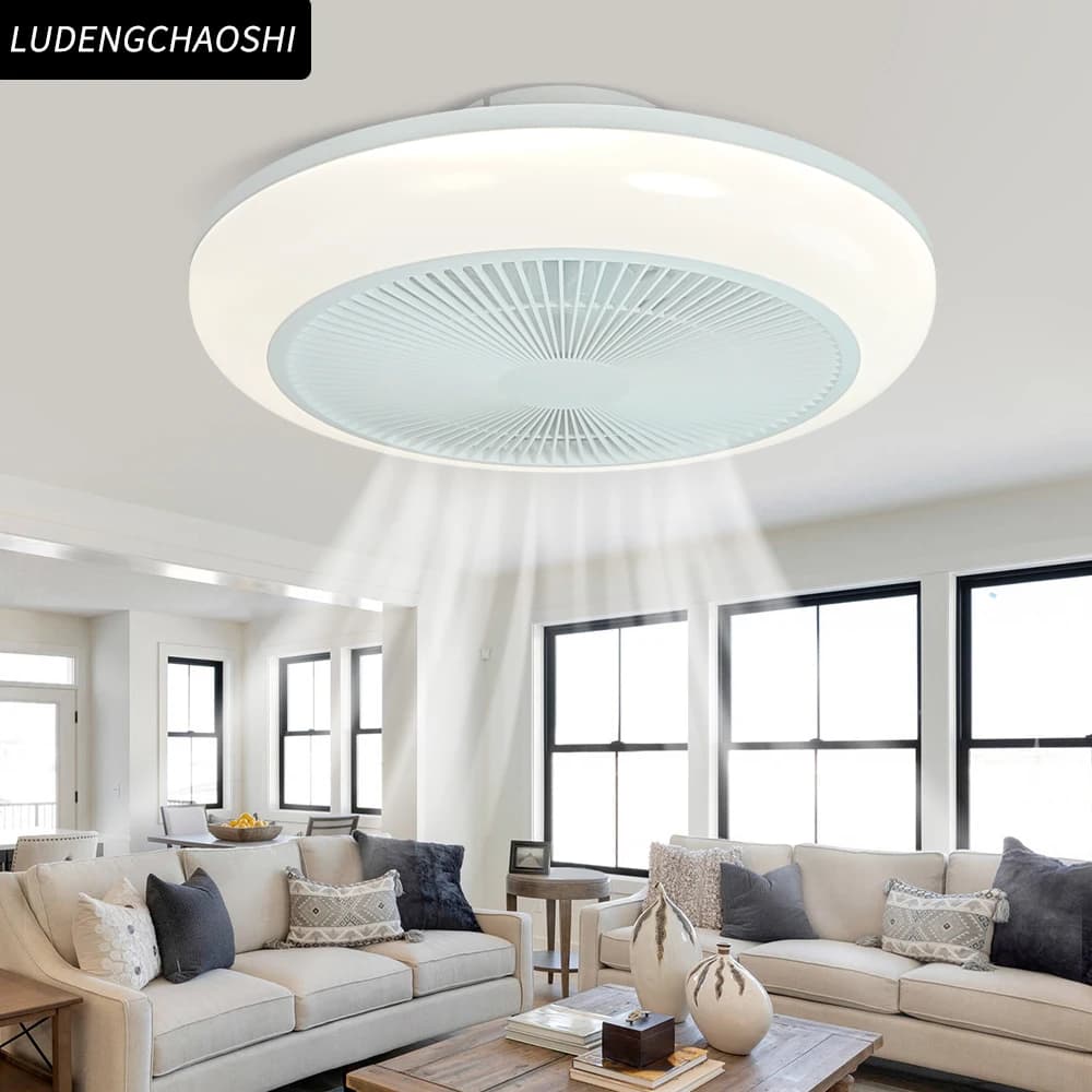 Ceiling Pendant Light, Ceiling Fan with Light, Bedroom Decorative Ventilation Light, Air Invisible Blade Expandable Silent
