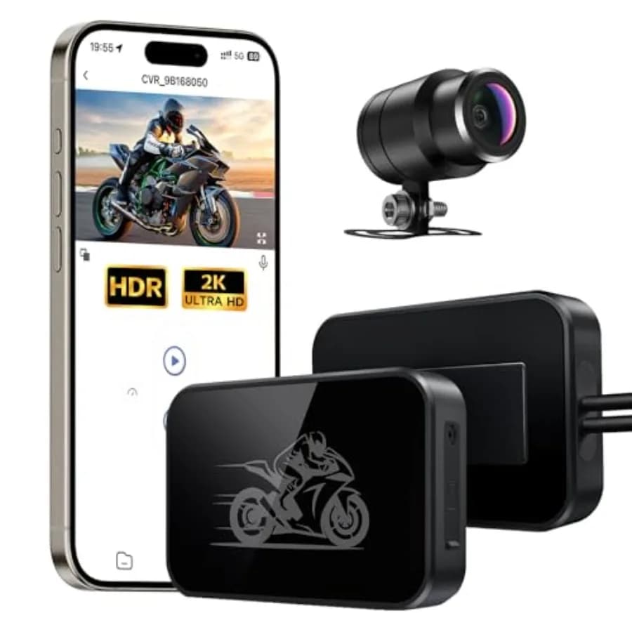 Dash Cam per Moto, Telecamera Frontale Ultra HD 2K per Moto, Impermeabile IP67 in Lega di Alluminio Nera con Visione Notturna e Grandangolo