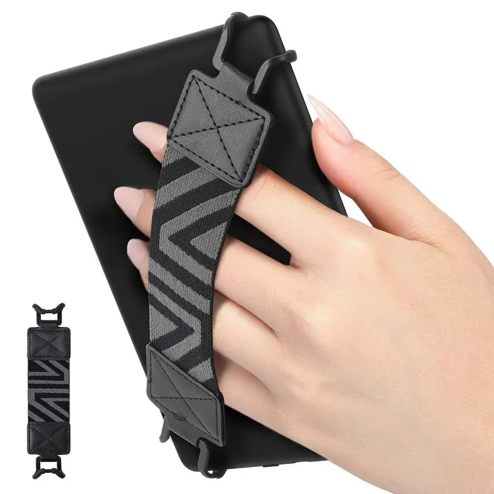 EReader in pelle PU Cinghia da polso sicura Supporto versatile per impugnatura da dito per tablet E-Book Kindle/Kobo/Voyaga/Lenovo/Sony da 6-8"