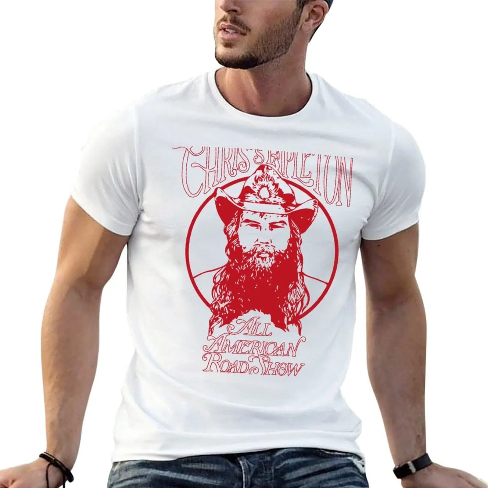 Chris Stapleton - T-shirt All American Road Show, t-shirt da uomo slim fit, t-shirt da uomo, maglietta da uomo