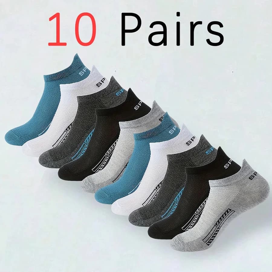 5/10 Pairs Men Short Socks Trendy High-Quality Low Cut Round Neck Ankle Socks Mesh Breathable Versatile Casual Men Boat Socks