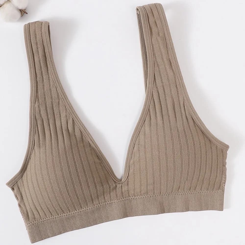 Sexy Ribbed Deep V Neck Bra Seamless Padded Beauty Back Bra Backless Sports Vest Women's Underwear