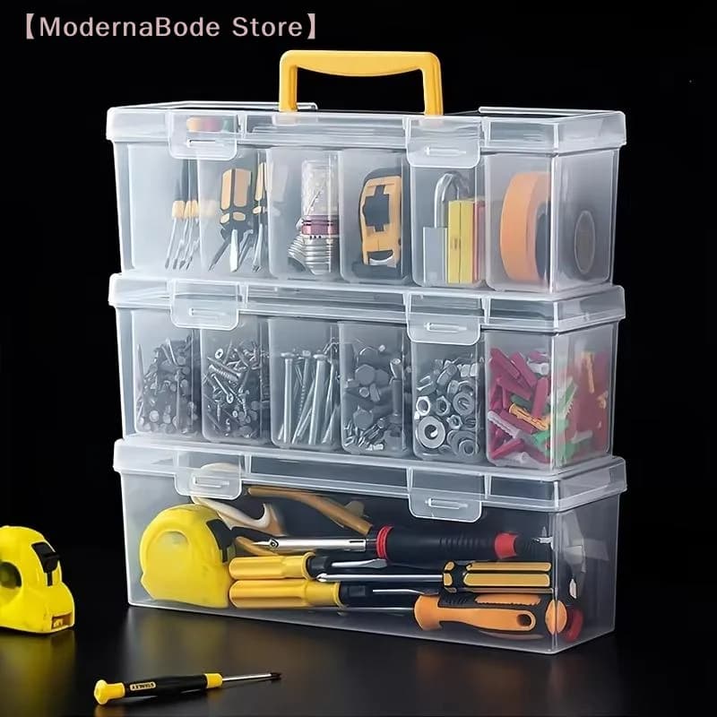 【M】Clear Plastic Spice Storage Container Set with Removable Compartments, Portable Handle for Kitchen Pantry Seasoning