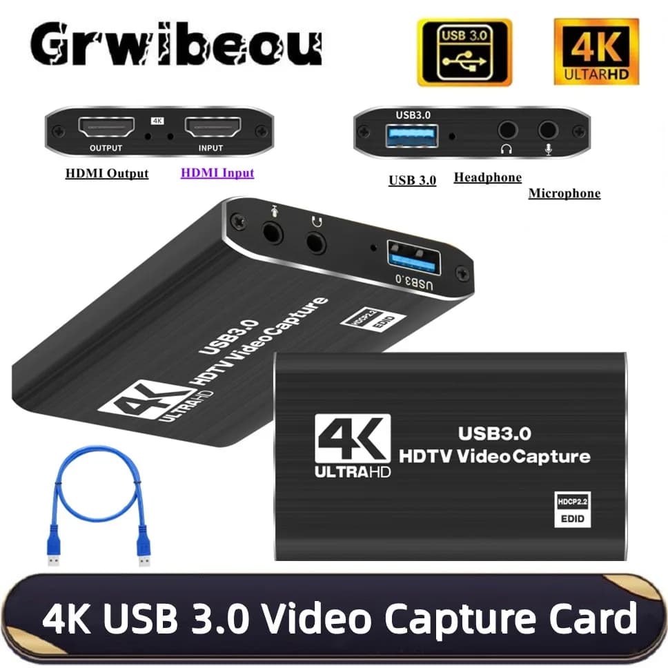 Scheda di acquisizione Dispositivo di acquisizione scheda di acquisizione video compatibile HDMI 4K con USB 3.0 1080p per PS4 Xbox Switch PC e altri dispositivi
