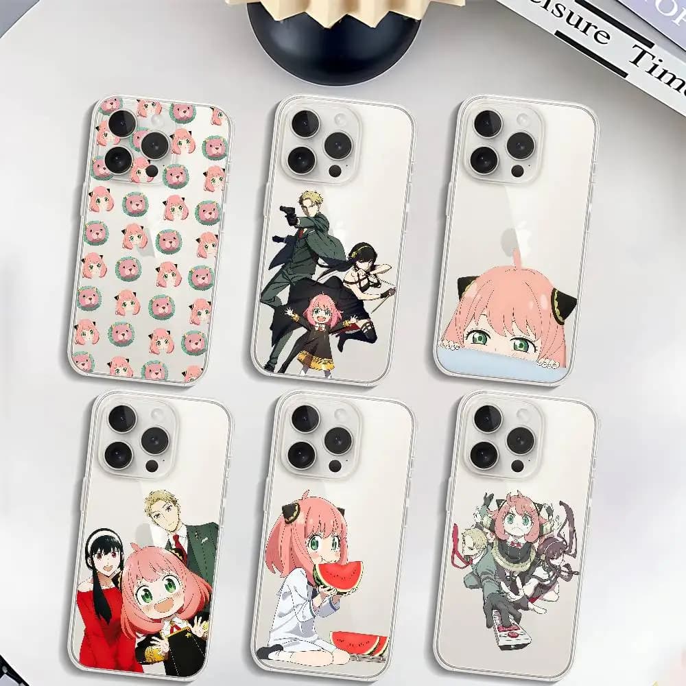 Cover per telefono Cartoon Anime SPY FAMILY per iPhone 17 16 15 14 Plus 13 12 11 Pro Max, custodia posteriore trasparente antiurto