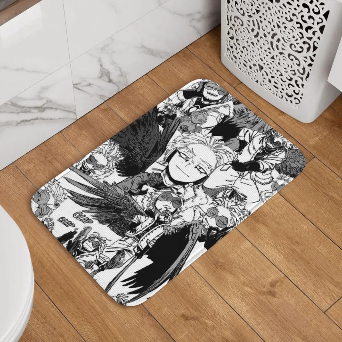Tappetino Anime My Hero Academia Bnha Hawks Keigo Takami, tappeto impermeabile e antiolio, tappetino per la casa, per balcone, tappetini per poggiapiedi