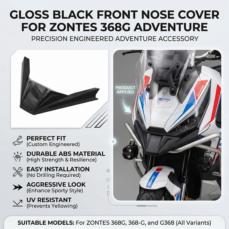 For Zontes 368G 368G Front Extension Beak Arrows Cover Motorcycle 368G Sports Diversion Hood Front Face Front Wheel Extender
