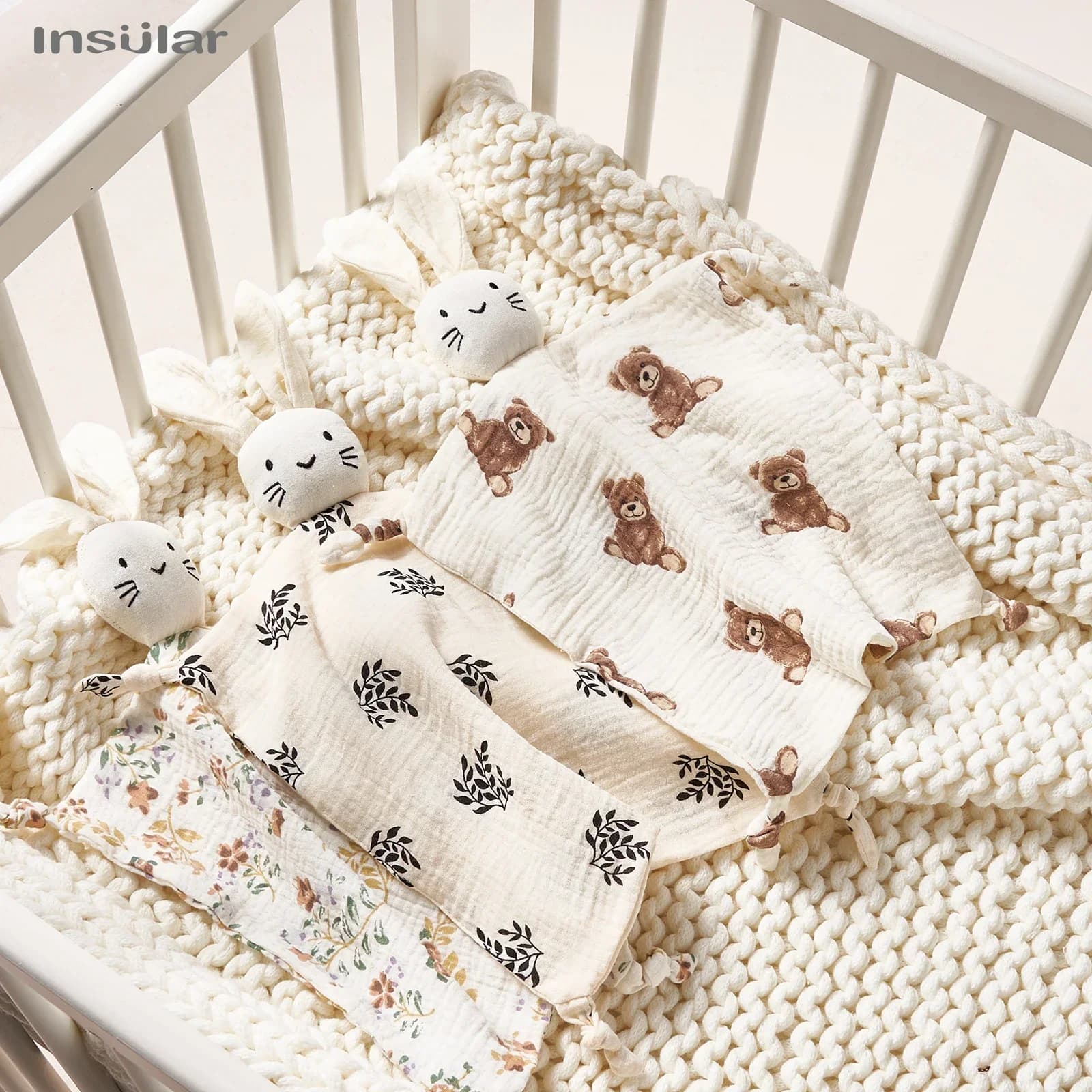 Asciugamano lenitivo per bambini Morbido coniglio bambola in cotone Massaggiagengive Infantile Comfort Dormire Allattamento Coccole Coperta Giocattoli Placare Asciugamano Giocattolo per bambini